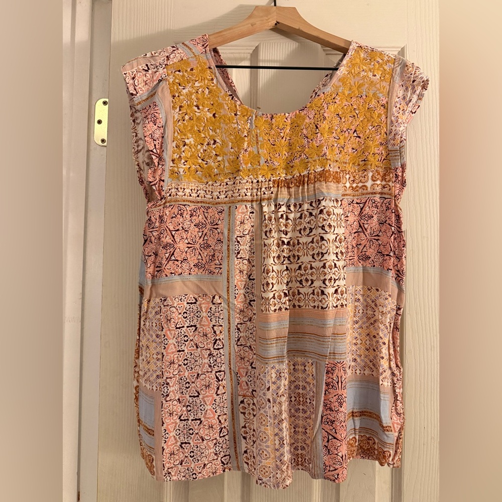 Savanna Jane Multicolor Patchwork Blouse